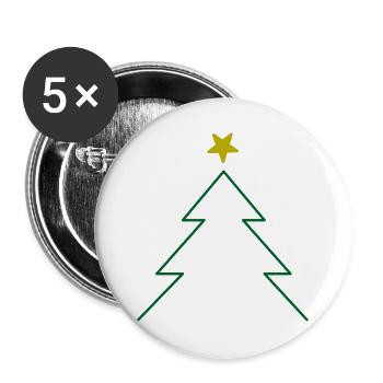 Weihnachtsbaum mit Stern - Schlichter Tannenbaum - Buttons groß 56 mm (5er Pack) - Weiß - Vorne