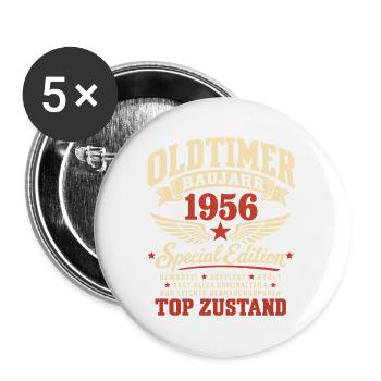 70. Geburtstag Mann Frau 70 Jahre Deko 1956 - Buttons groß 56 mm (5er Pack) - Weiß - Vorne