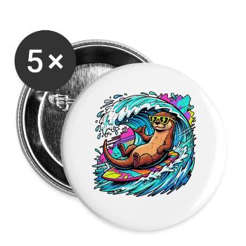 Relaxed Surfer Otter - Buttons groß 56 mm (5er Pack) - Weiß - Vorne