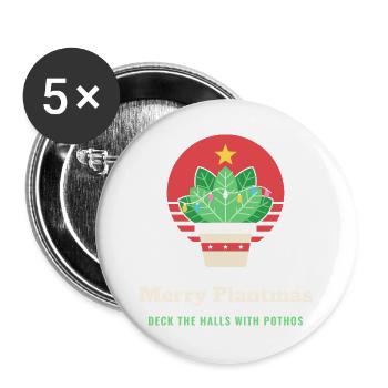 Fröhliche Plantmas, lustige Pflanzenliebhaber-Weihnachten - Buttons groß 56 mm (5er Pack) - Weiß - Vorne