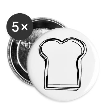 Brotscheibe handgezeichnet - Buttons groß 56 mm (5er Pack) - Weiß - Vorne