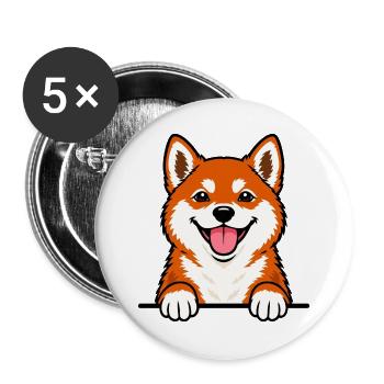 Shiba Inu - Buttons groß 56 mm (5er Pack) - Weiß - Vorne