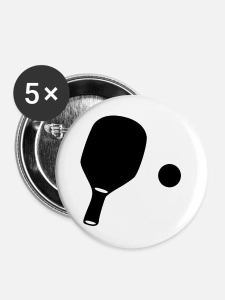 Tischtennis Spieler Geschenk - Buttons groß 56 mm (5er Pack) - Weiß