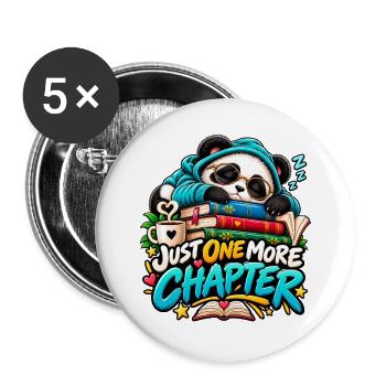 Sleepy Panda und ergänzendes Kapitel - Buttons groß 56 mm (5er Pack) - Weiß - Vorne