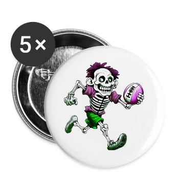 Skelett Rugby - Buttons groß 56 mm (5er Pack) - Weiß - Vorne