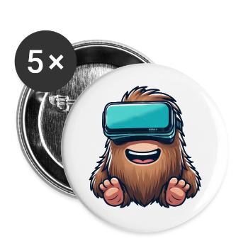 Bigfoot Sasquatch Süß Comic Cartoon VR Virtual Rea - Buttons groß 56 mm (5er Pack) - Weiß - Vorne