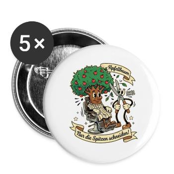 Apfelbaum Pfleger - Buttons groß 56 mm (5er Pack) - Weiß - Vorne