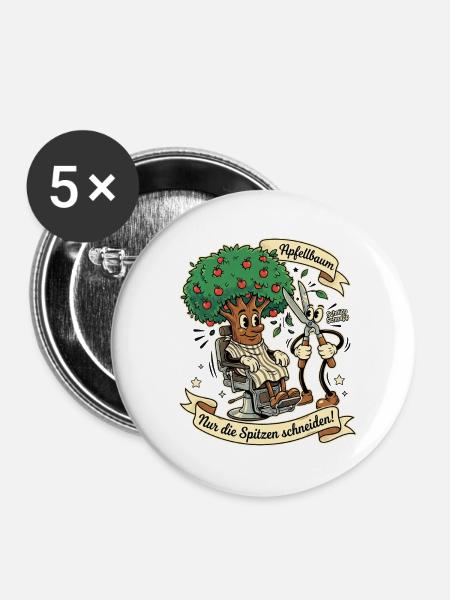 Apfelbaum Pfleger - Buttons groß 56 mm (5er Pack) - Weiß