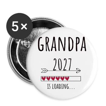 Pregnancy Announcement – Opa 2027 Geschenk - Buttons groß 56 mm (5er Pack) - Weiß - Vorne