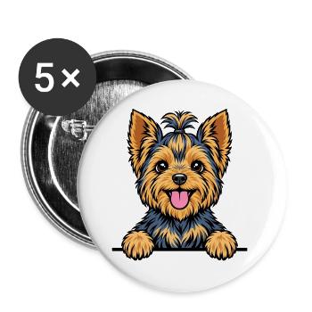 Yorkshire Terrier - Buttons groß 56 mm (5er Pack) - Weiß - Vorne