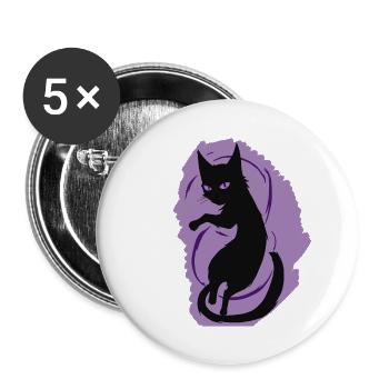 Mitternachtskatzen-Silhouette - Buttons groß 56 mm (5er Pack) - Weiß - Vorne