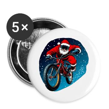 Downhill Biker Weihnachten - Buttons groß 56 mm (5er Pack) - Weiß - Vorne