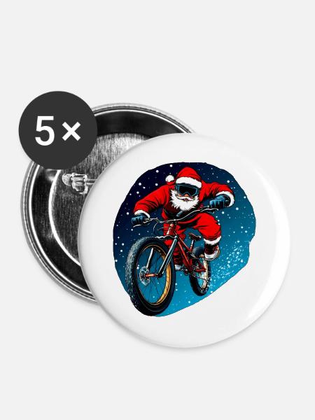 Downhill Biker Weihnachten - Buttons groß 56 mm (5er Pack) - Weiß
