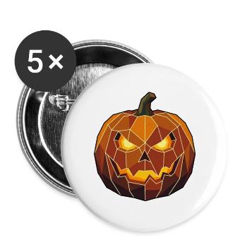 Halloween Poly Kürbis - Buttons groß 56 mm (5er Pack) - Weiß - Vorne