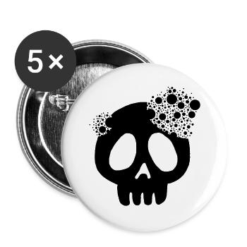 Schwarzer Schädel und Auflösung - Buttons groß 56 mm (5er Pack) - Weiß - Vorne