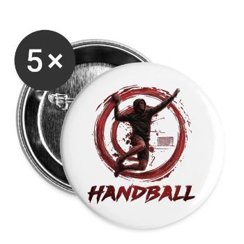 Handball - Buttons groß 56 mm (5er Pack) - Weiß - Vorne