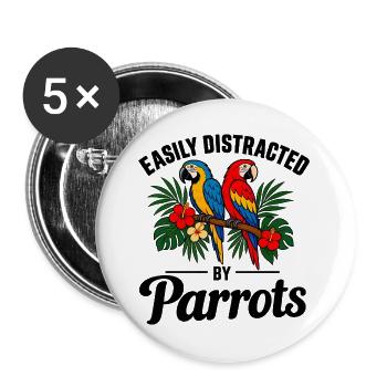 Lustiger Ara, Papageienliebhaber, Vogel, Mama, tropischer Vogel - Buttons groß 56 mm (5er Pack) - Weiß - Vorne
