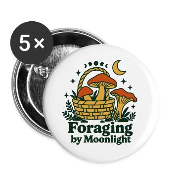 Nahrungssuche im Mondlicht – Goblincore-Pilze - Buttons groß 56 mm (5er Pack) - Weiß - Vorne