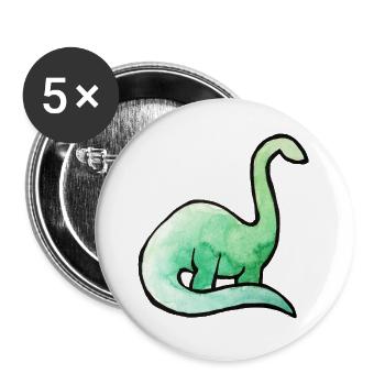 Smaragdgrünes Dino-Aquarell - Buttons groß 56 mm (5er Pack) - Weiß - Vorne
