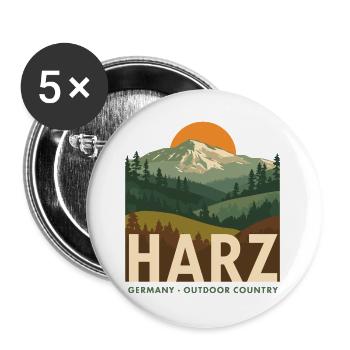 Harz Germany Outdoor Country - Buttons groß 56 mm (5er Pack) - Weiß - Vorne