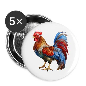 Hahn - Buttons groß 56 mm (5er Pack) - Weiß - Vorne