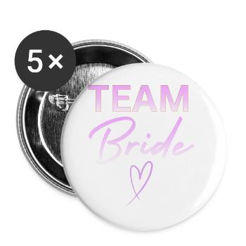 Team Bride - Buttons groß 56 mm (5er Pack) - Weiß - Vorne