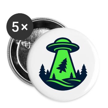 Ufo Wald Entfuehrung Grafik - Buttons groß 56 mm (5er Pack) - Weiß - Vorne