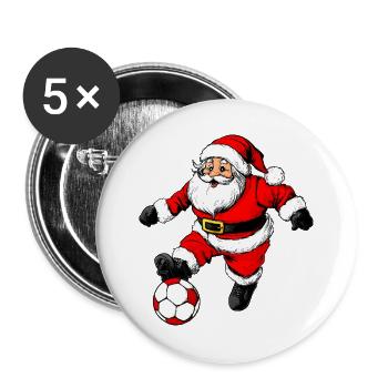 Fussballer Weihnachten - Buttons groß 56 mm (5er Pack) - Weiß - Vorne