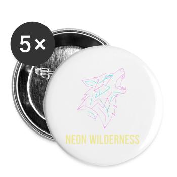 Wolf Neon Wilderness - Buttons groß 56 mm (5er Pack) - Weiß - Vorne