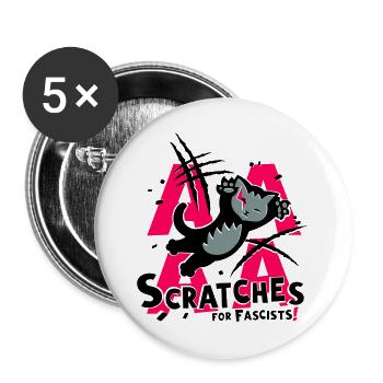 Kratzer gegen Rassismus - Buttons groß 56 mm (5er Pack) - Weiß - Vorne