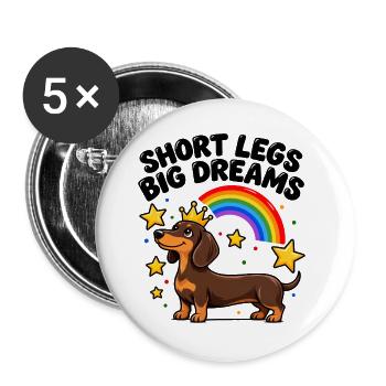 Dackel Wursthund Doxie Wiener Hund Mama Papa Kunst - Buttons groß 56 mm (5er Pack) - Weiß - Vorne