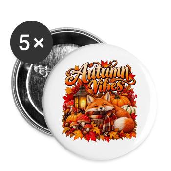 Herbststimmung Cozy Fox - Buttons groß 56 mm (5er Pack) - Weiß - Vorne