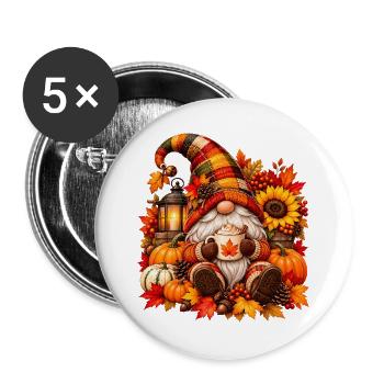 Herbst-Gnom-Cozy Cup-Szene - Buttons groß 56 mm (5er Pack) - Weiß - Vorne