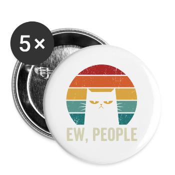 Ew People Retro Cat - Buttons groß 56 mm (5er Pack) - Weiß - Vorne