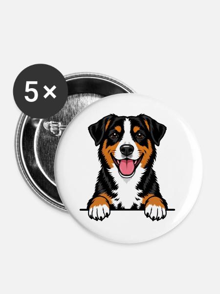 Entlebucher Sennenhund - Buttons groß 56 mm (5er Pack) - Weiß