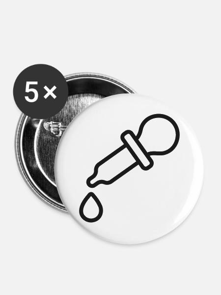 Labor-Dropper-Linien-Symbol - Buttons groß 56 mm (5er Pack) - Weiß