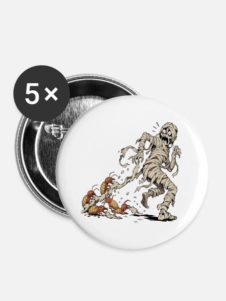 Mumie vs. Termiten - Buttons groß 56 mm (5er Pack) - Weiß