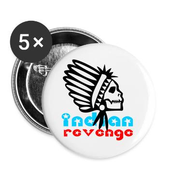 Indian Skull Revenge - Buttons groß 56 mm (5er Pack) - Weiß - Vorne