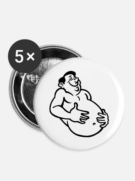 bauch - Buttons groß 56 mm (5er Pack) - Weiß