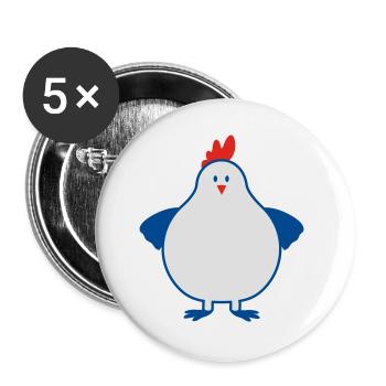 fette henne - Buttons groß 56 mm (5er Pack) - Weiß - Vorne