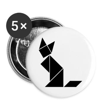 Tangram Katze - Buttons groß 56 mm (5er Pack) - Weiß - Vorne