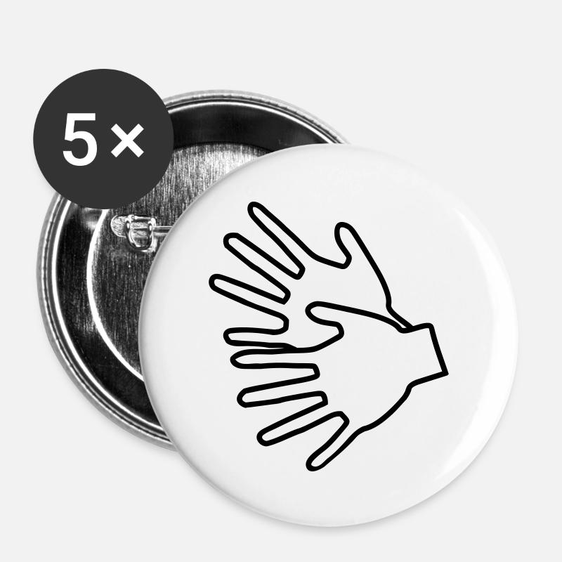 langage par gestes - Lot de 5 grands badges (56 mm) - blanc