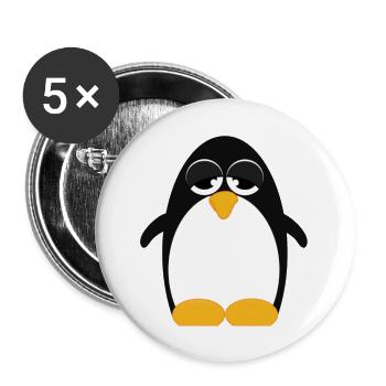 Pinguin (penguin) 02 - Buttons groß 56 mm (5er Pack) - Weiß - Vorne