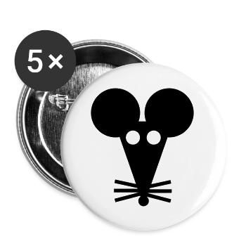 Ratte - Buttons groß 56 mm (5er Pack) - Weiß - Vorne