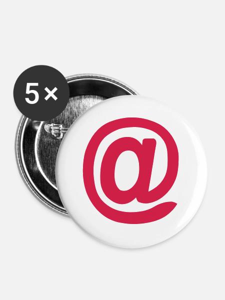 Am Schild / @ - Buttons groß 56 mm (5er Pack) - Weiß