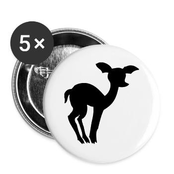 Scheues Reh - Buttons groß 56 mm (5er Pack) - Weiß - Vorne