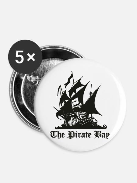 The Pirate Bay - Buttons groß 56 mm (5er Pack) - Weiß