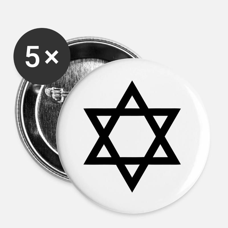 davidstern - Buttons large 2.2''/56 mm (5-pack) - white
