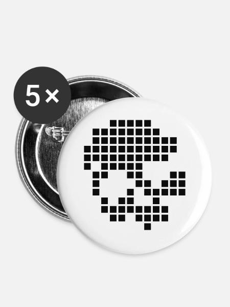 Digital-Schädel - Buttons groß 56 mm (5er Pack) - Weiß