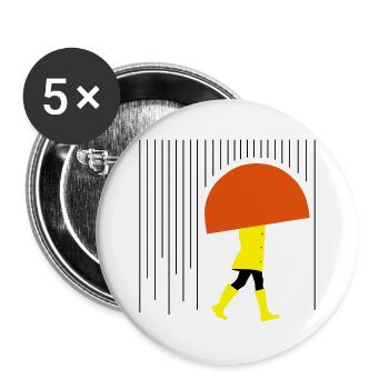 Mensch im Regen - Minimal - Buttons groß 56 mm (5er Pack) - Weiß - Vorne